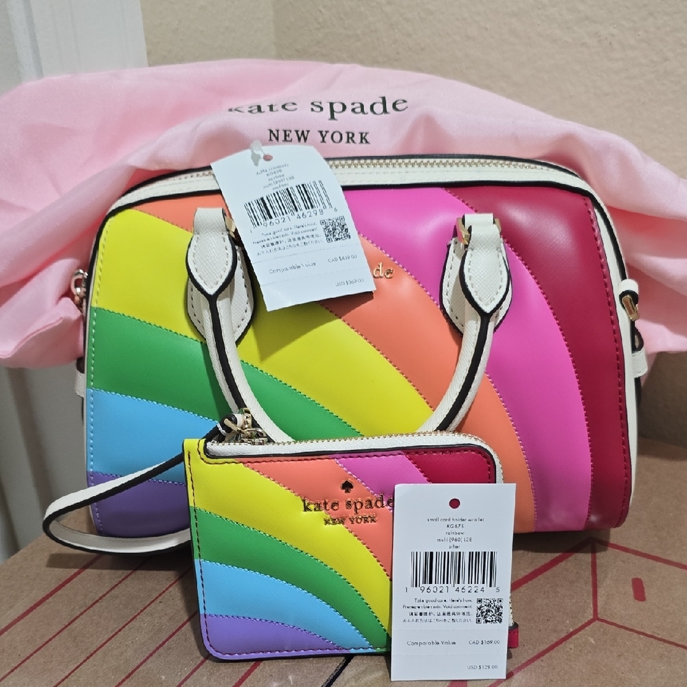 Kate Spade Multicolor Stripe Satchel and Wallet Set
